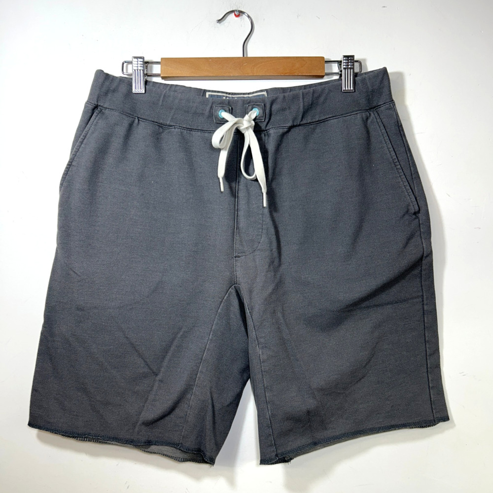 Modern Amusement Mens Mineral Wash Drawstring Shorts Gray Raw Hem sz L